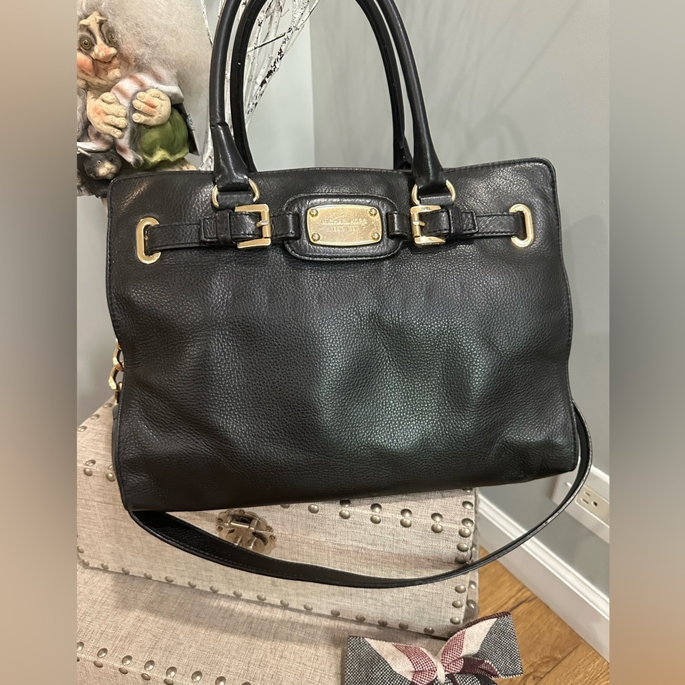 Michael Kors Black Shoulder Bag with Gold Hardware